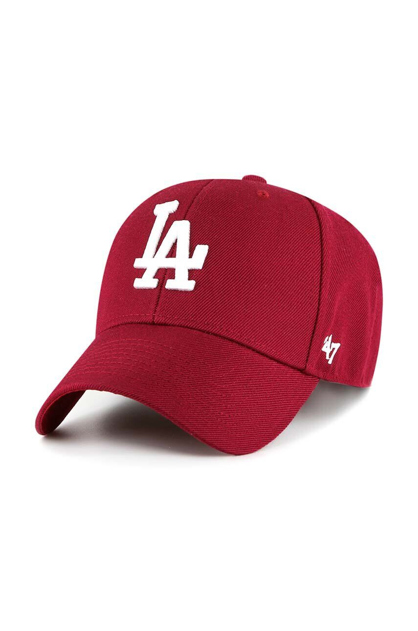 47brand Čepice s vlněnou směsí MLB Los Angeles Dodgers červená barva s aplikací - Pepit.cz