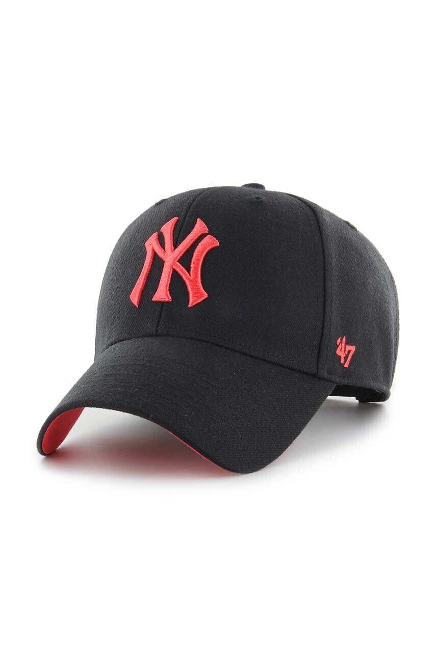 47brand Čepice s vlněnou směsí MLB New York Yankees černá barva s aplikací - Pepit.cz