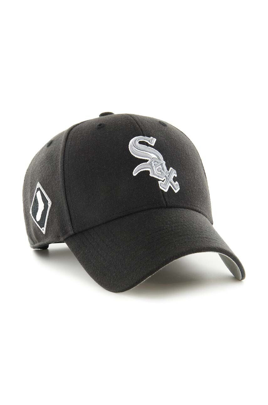 47brand Čepice z vlněné směsi MLB Chicago White Sox černá barva s aplikací - Pepit.cz