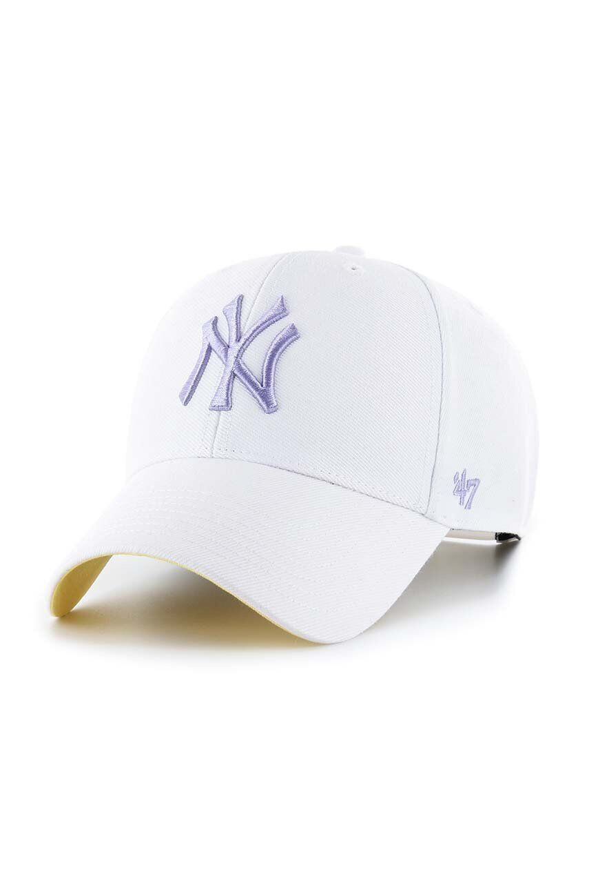 47brand Čepice z vlněné směsi MLB New York Yankees bílá barva s aplikací - Pepit.cz