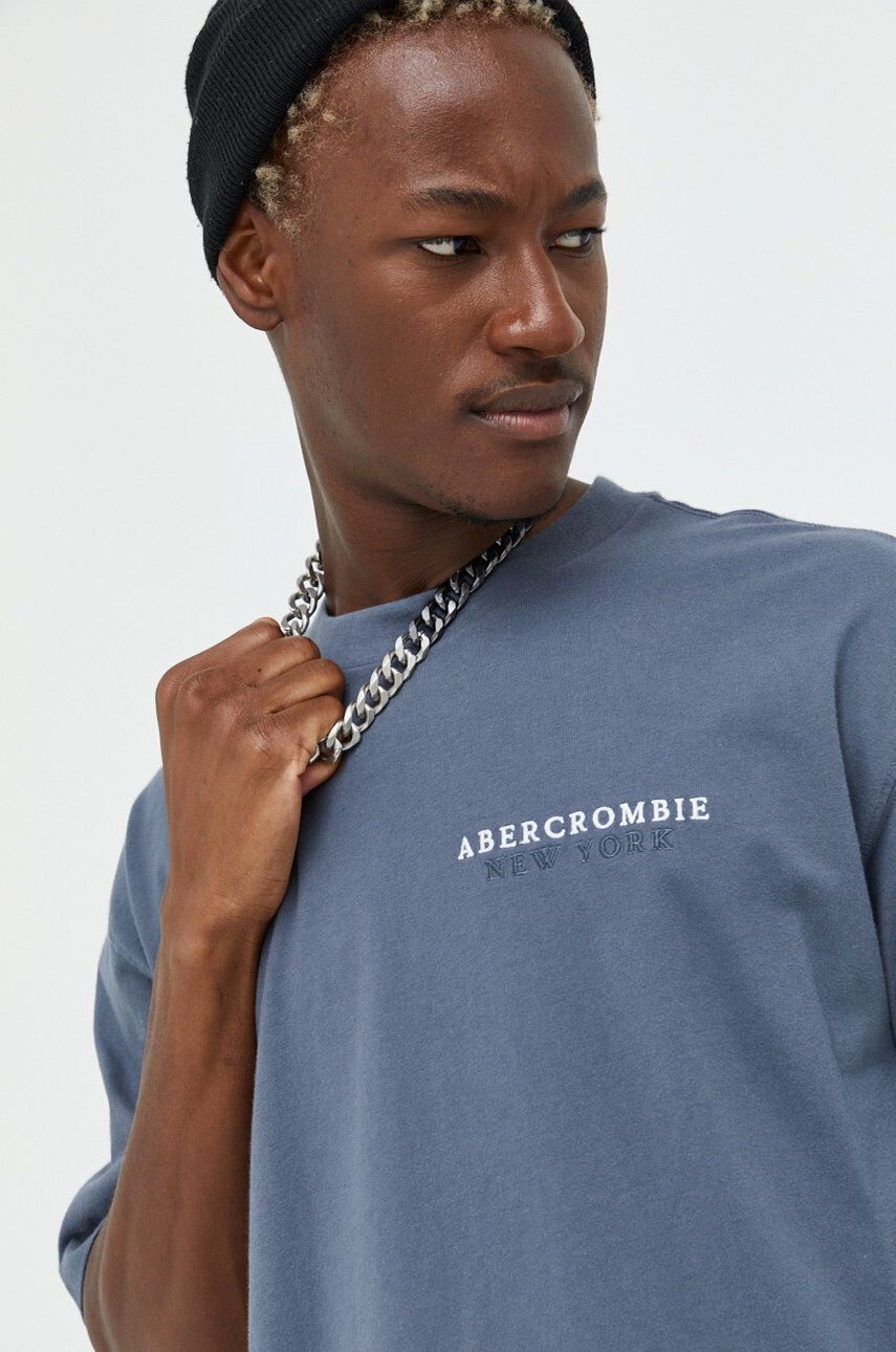 Abercrombie & Fitch Bavlněné tričko šedá barva - Pepit.cz