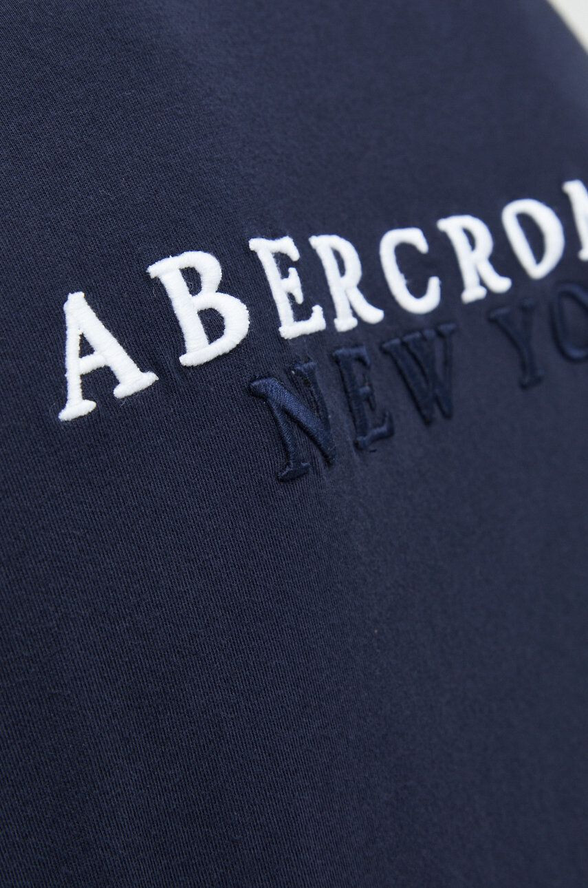 Abercrombie & Fitch Bavlněné tričko tmavomodrá barva s aplikací - Pepit.cz