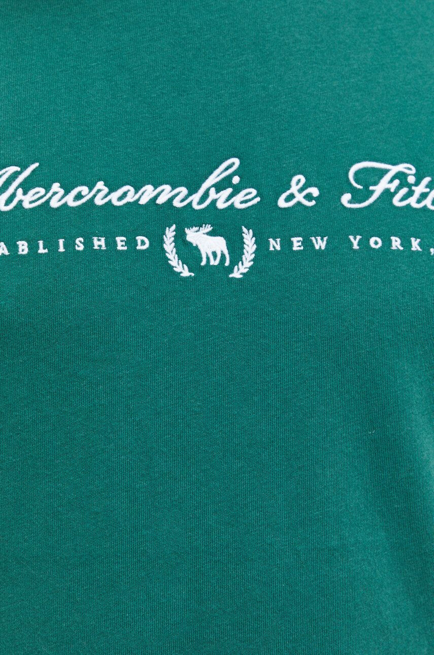 Abercrombie & Fitch Bavlněné tričko zelená barva s aplikací - Pepit.cz