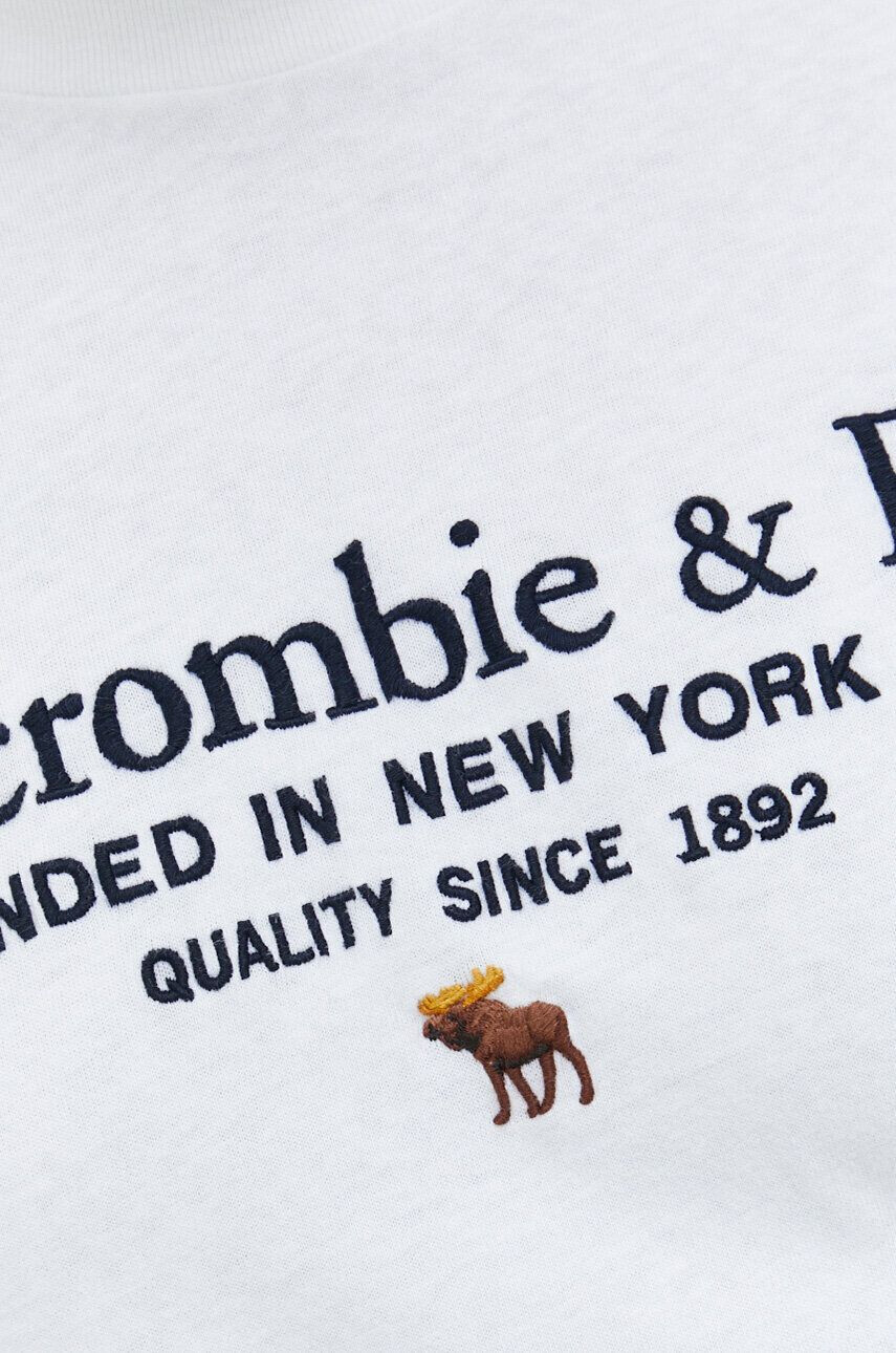 Abercrombie & Fitch Bavlněné tričko bílá barva s aplikací - Pepit.cz