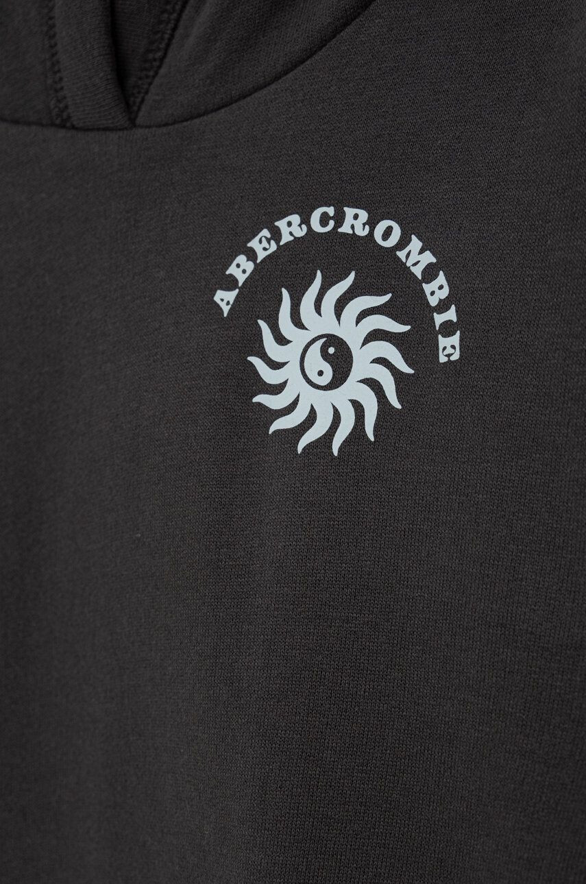 Abercrombie & Fitch Dětská mikina šedá barva s kapucí hladká - Pepit.cz