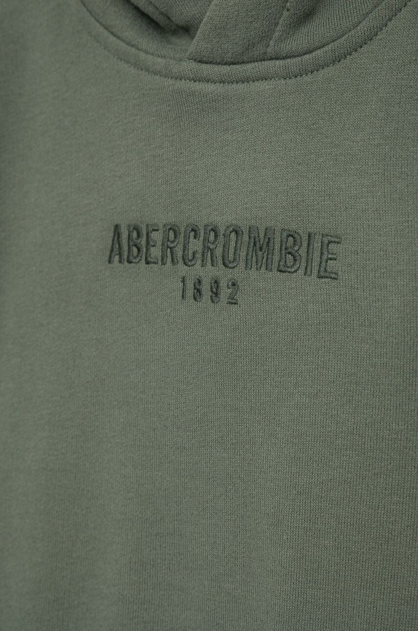 Abercrombie & Fitch Dětská mikina zelená barva s kapucí s aplikací - Pepit.cz