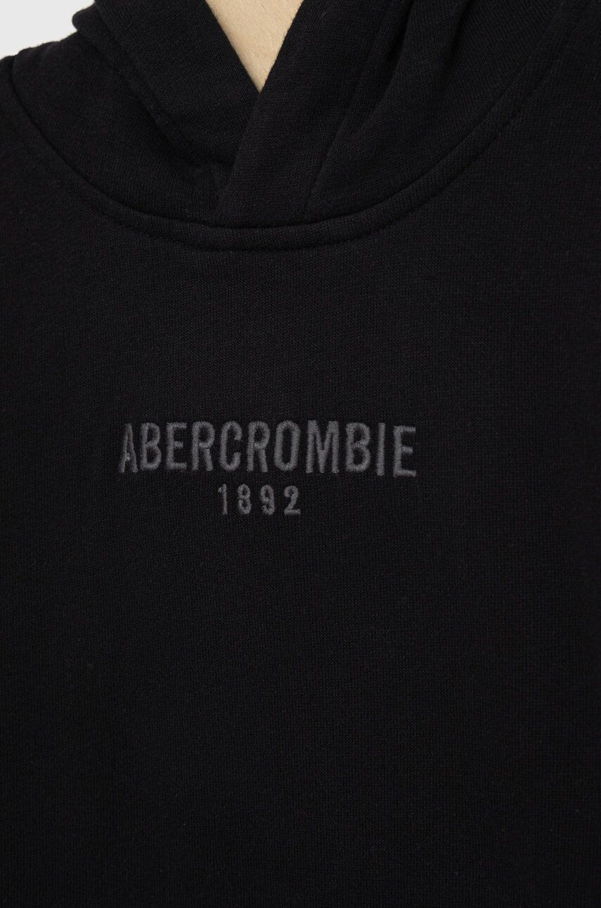 Abercrombie & Fitch Dětská mikina černá barva s kapucí s aplikací - Pepit.cz