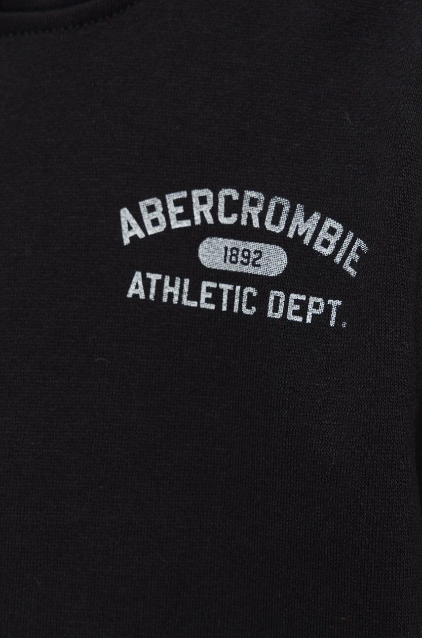 Abercrombie & Fitch Dětská mikina černá barva s kapucí hladká - Pepit.cz