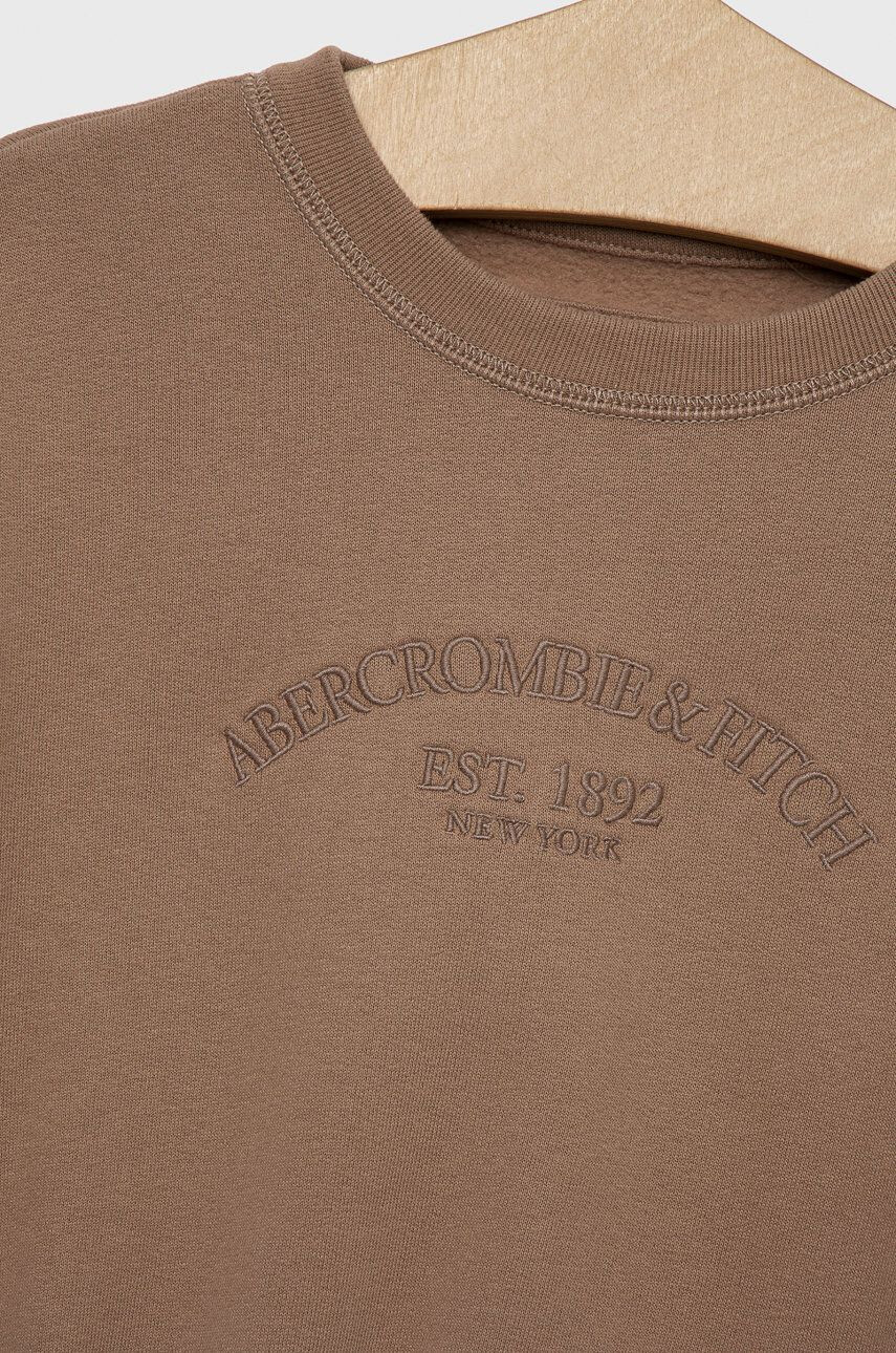 Abercrombie & Fitch Dětská mikina hnědá barva hladká - Pepit.cz