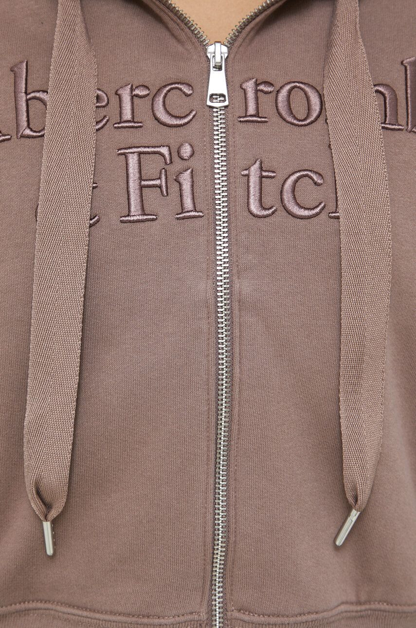 Abercrombie & Fitch Mikina dámská hnědá barva s kapucí s aplikací - Pepit.cz