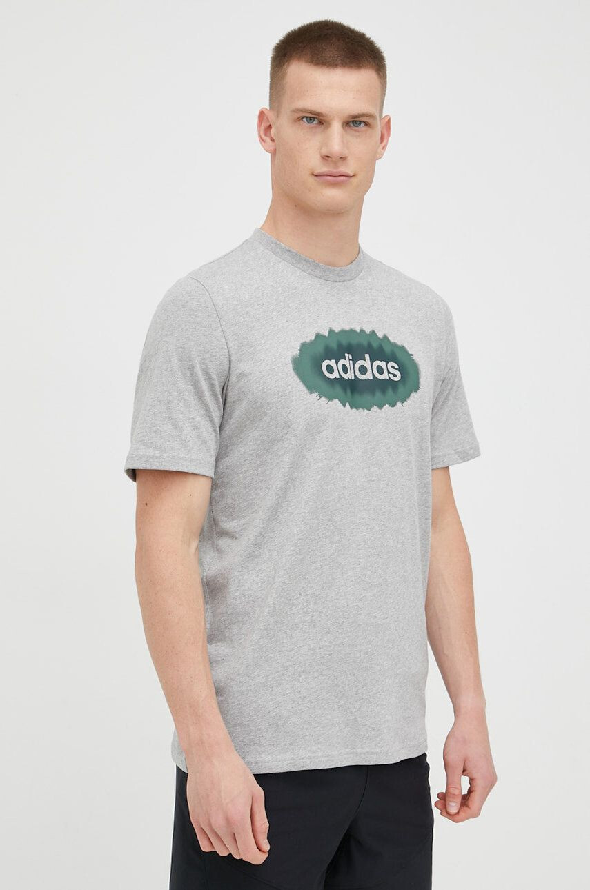 adidas Bavlněné tričko šedá barva - Pepit.cz