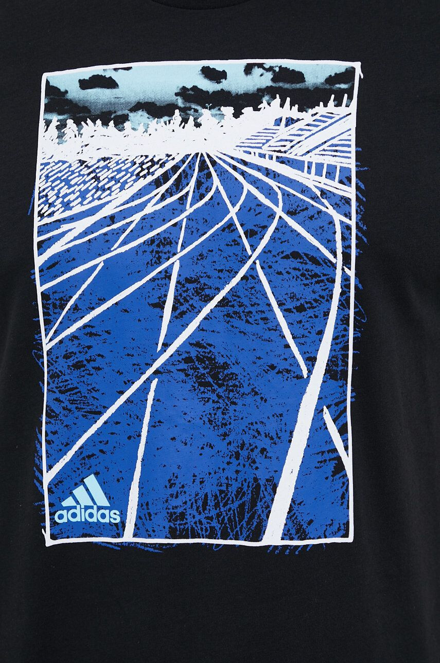 adidas Bavlněné tričko černá barva s potiskem - Pepit.cz