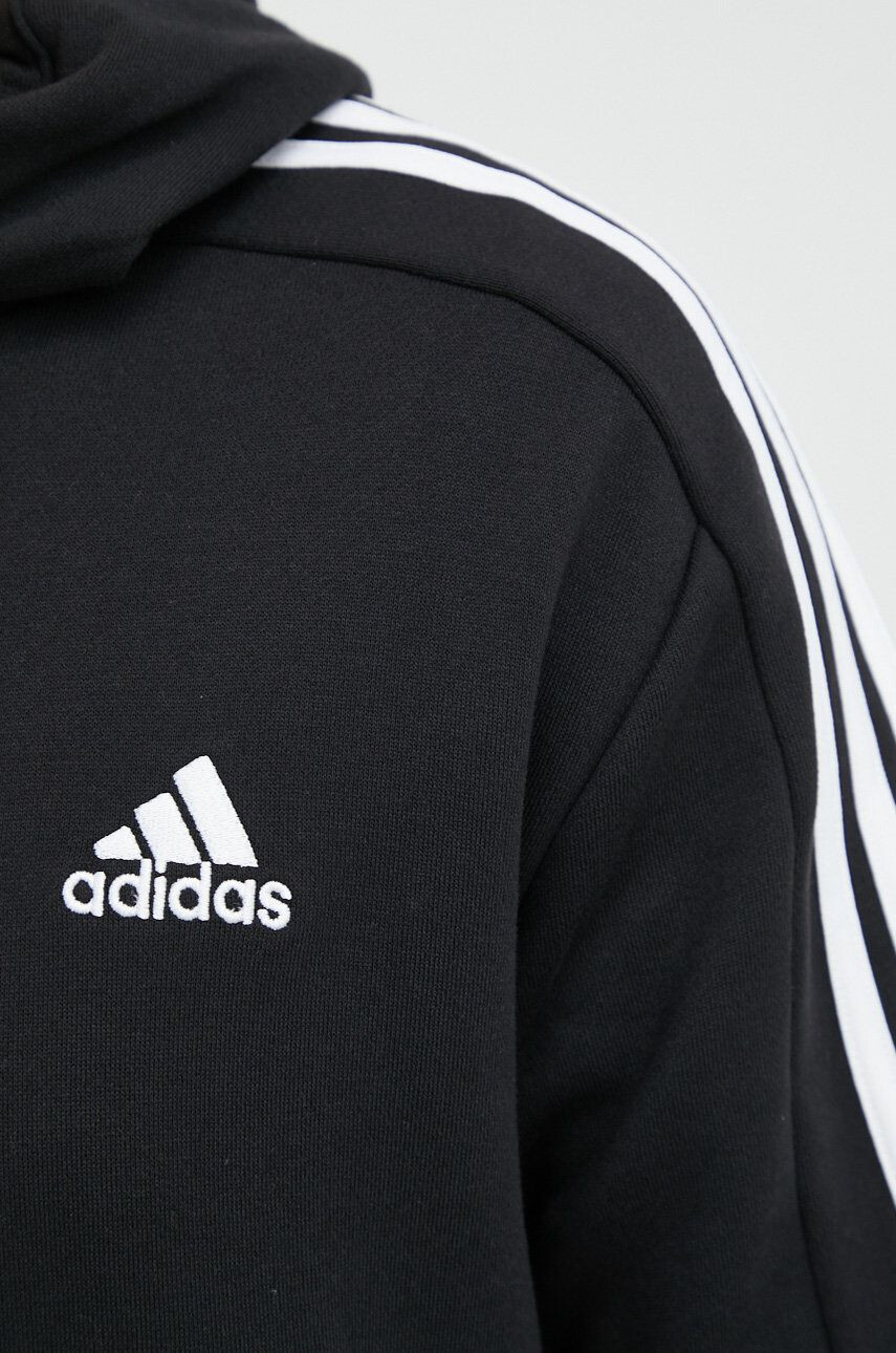 adidas Bavlněná mikina pánská černá barva s kapucí s aplikací - Pepit.cz