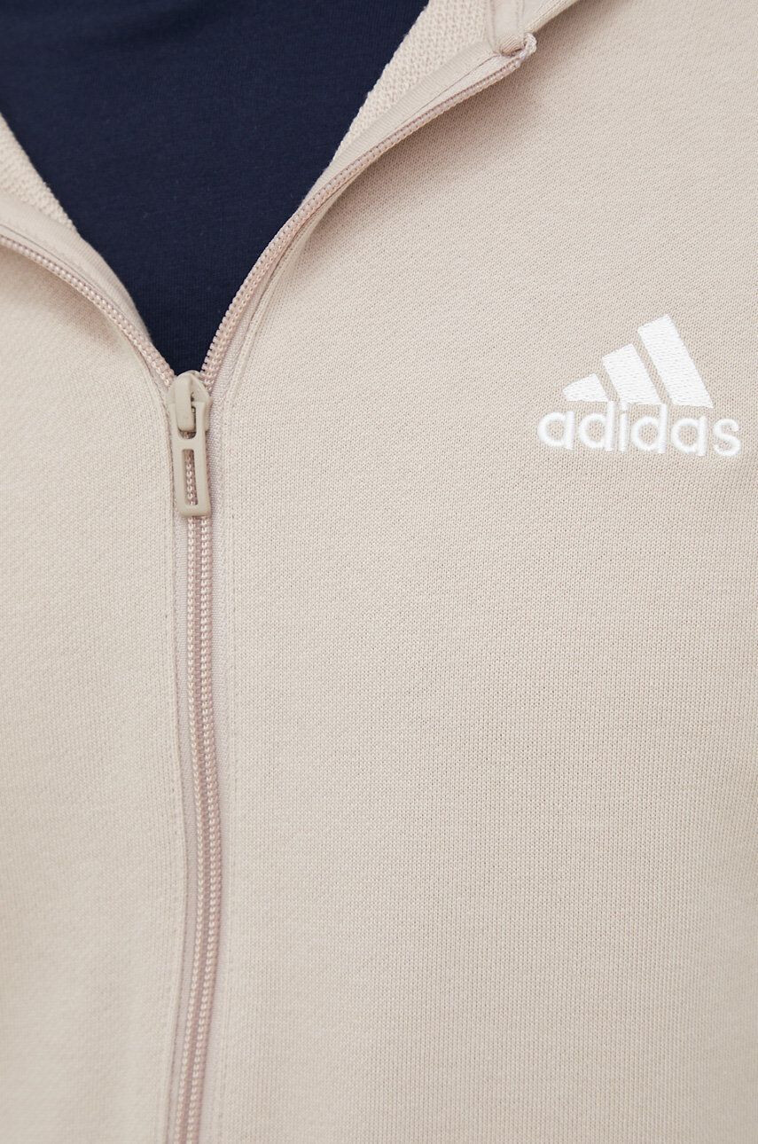 adidas Bavlněná mikina pánská béžová barva s kapucí s aplikací - Pepit.cz