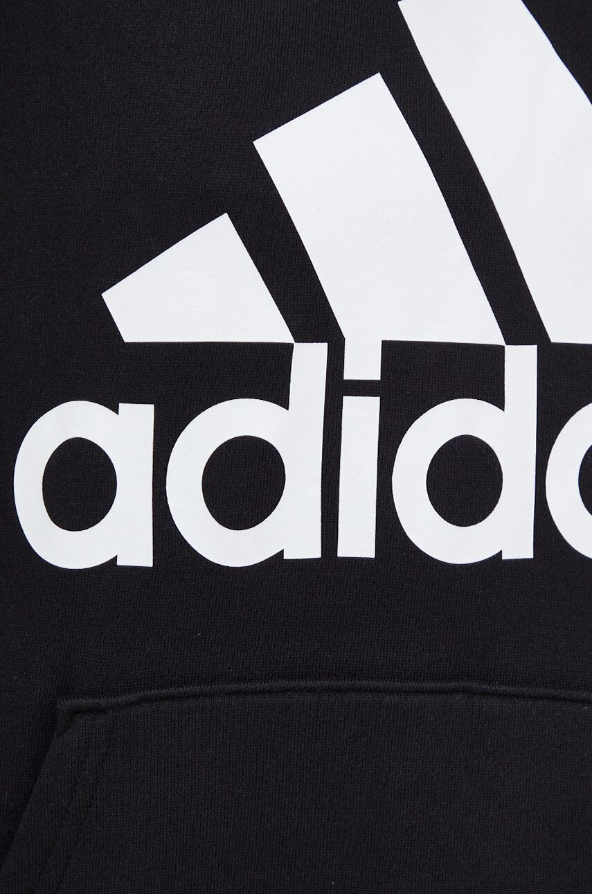 adidas Bavlněná mikina dámská černá barva s kapucí s potiskem - Pepit.cz