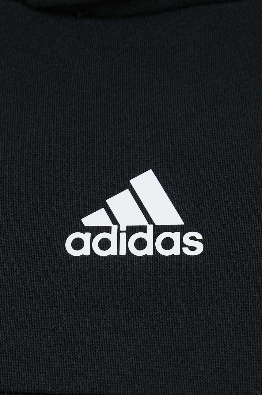 adidas Bavlněná mikina pánská černá barva s kapucí s potiskem - Pepit.cz