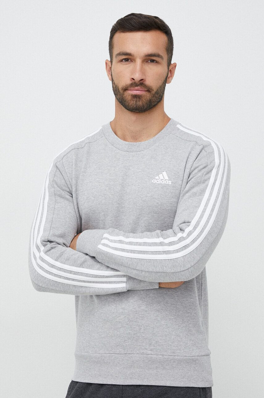 adidas Bavlněná mikina pánská šedá barva melanžová - Pepit.cz