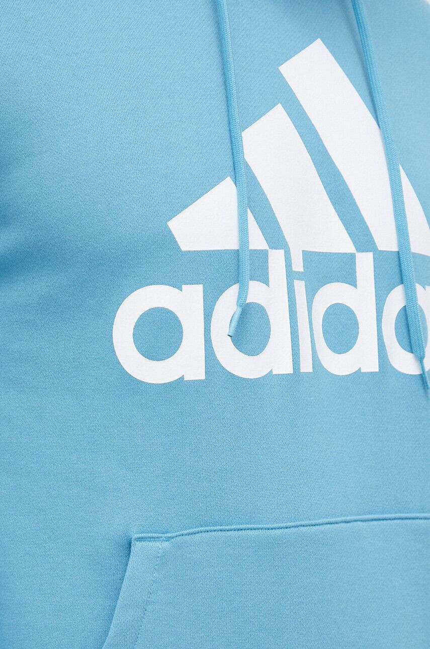 adidas Bavlněná mikina pánská tyrkysová barva s kapucí s potiskem - Pepit.cz