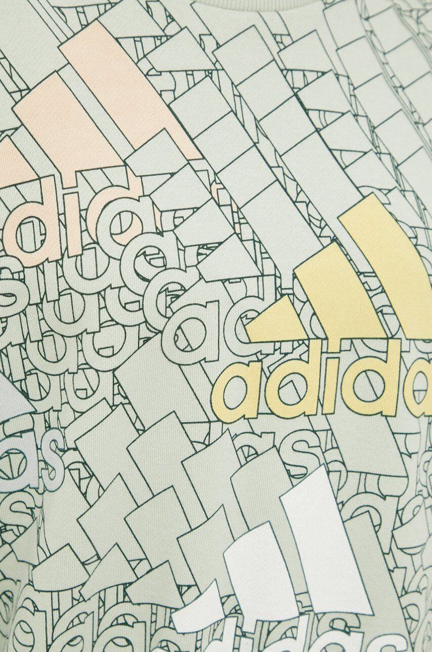 adidas Bavlněná mikina dámská zelená barva vzorovaná - Pepit.cz