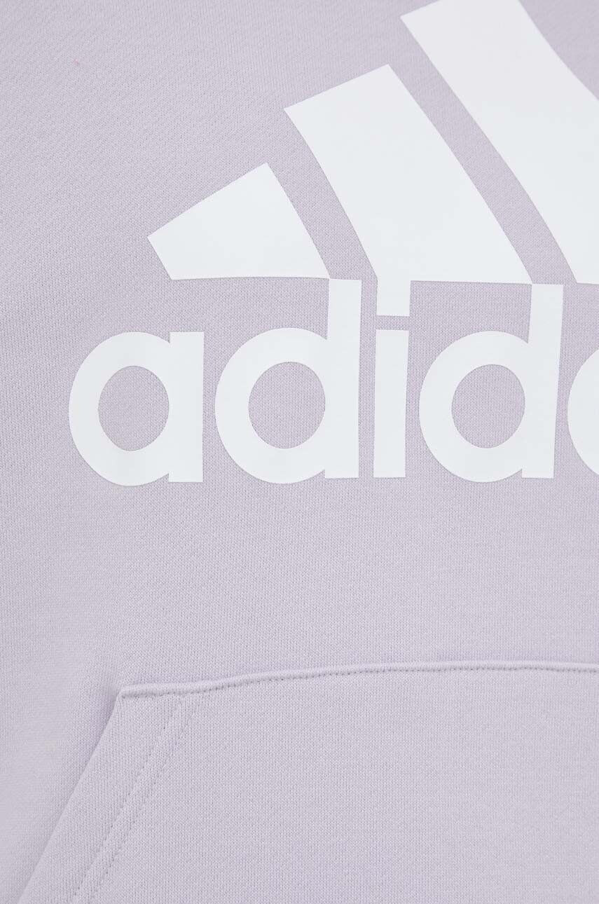 adidas Bavlněná mikina Dámská fialová barva s kapucí s potiskem - Pepit.cz