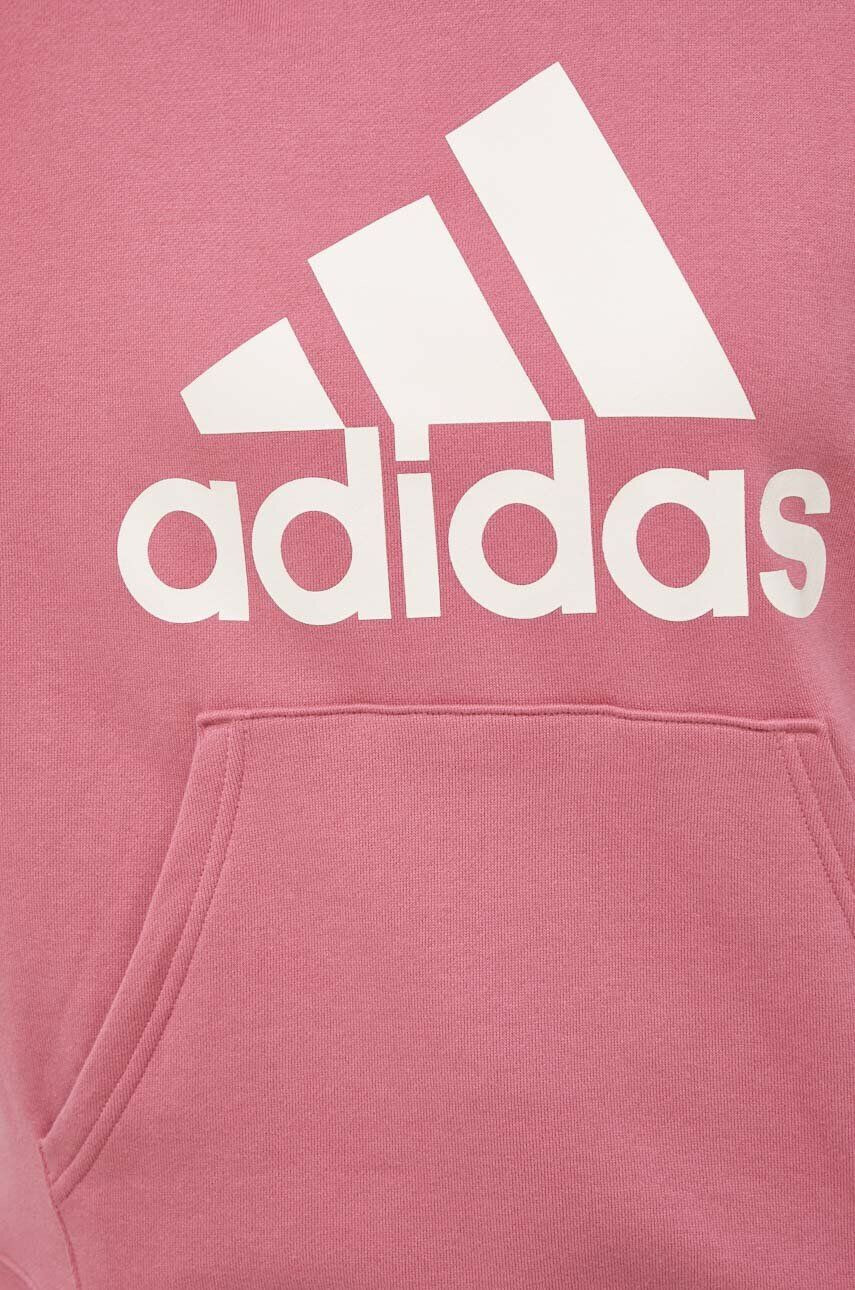 adidas Bavlněná mikina dámská růžová barva s kapucí vzorovaná - Pepit.cz