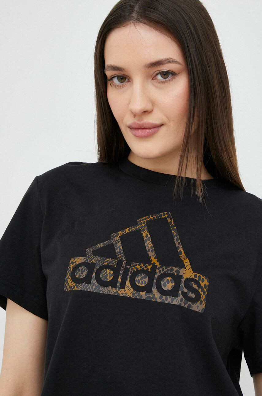 adidas Bavlněné tričko zelená barva s aplikací - Pepit.cz