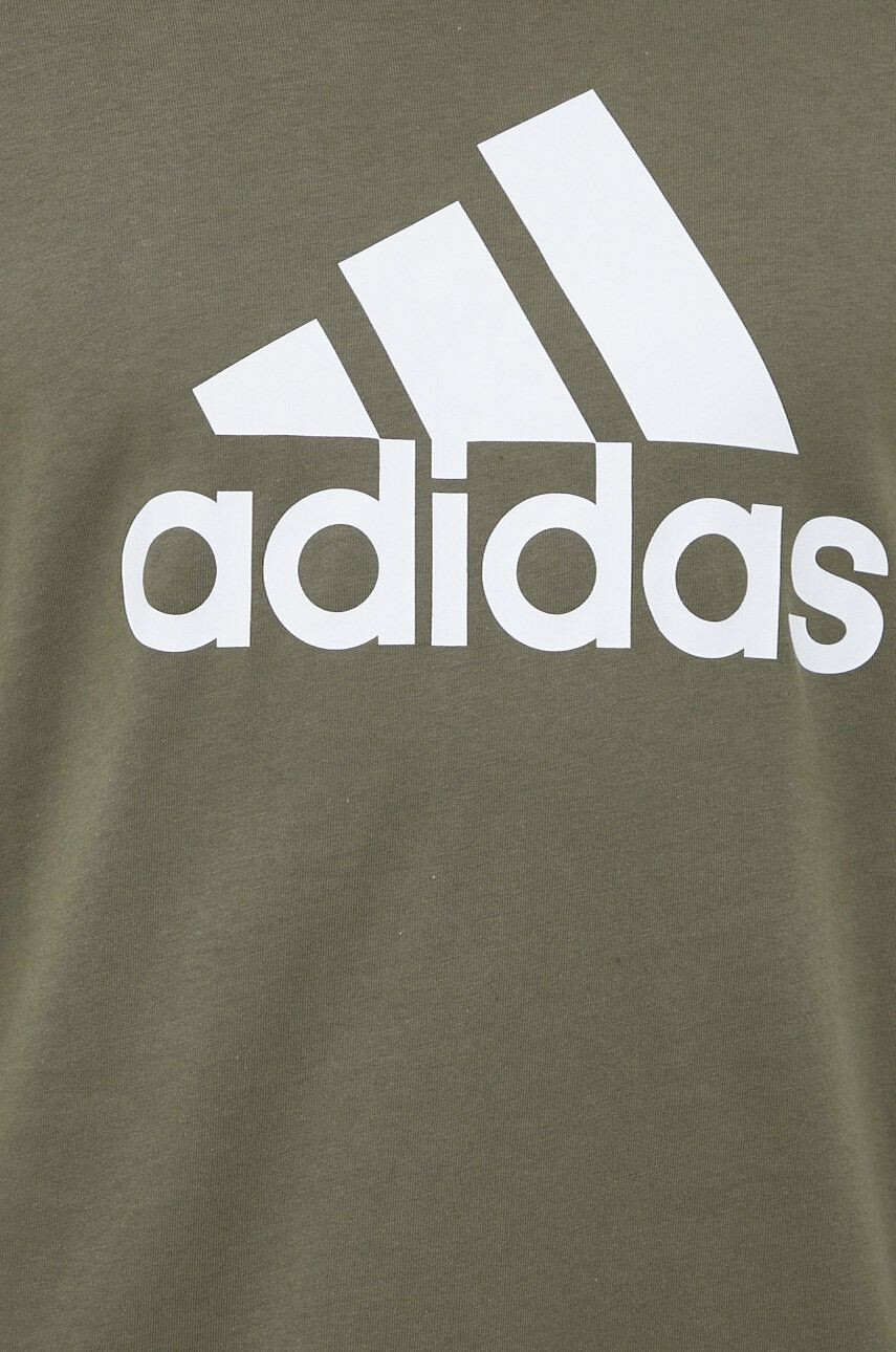 adidas Bavlněné tričko zelená barva s potiskem - Pepit.cz