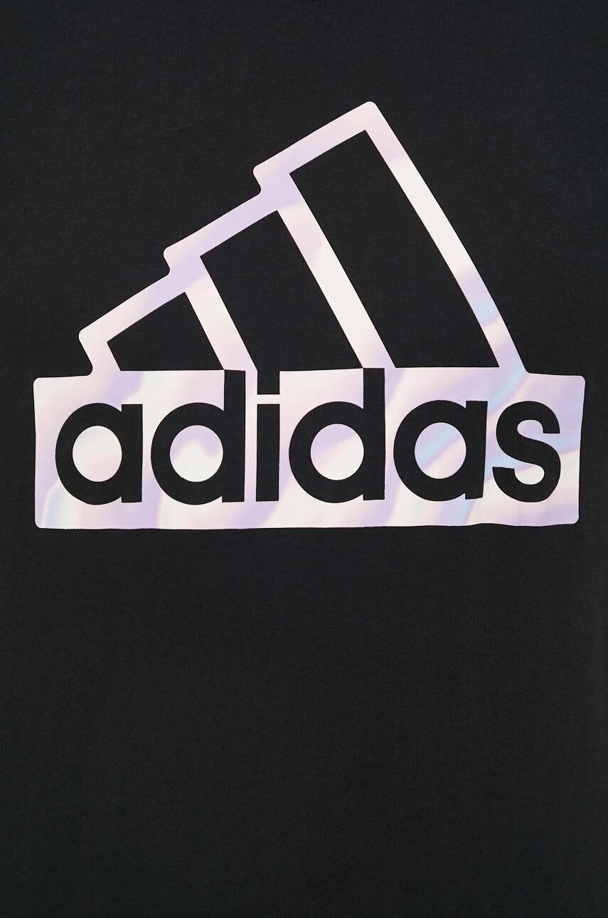 adidas Bavlněné tričko černá barva s potiskem - Pepit.cz