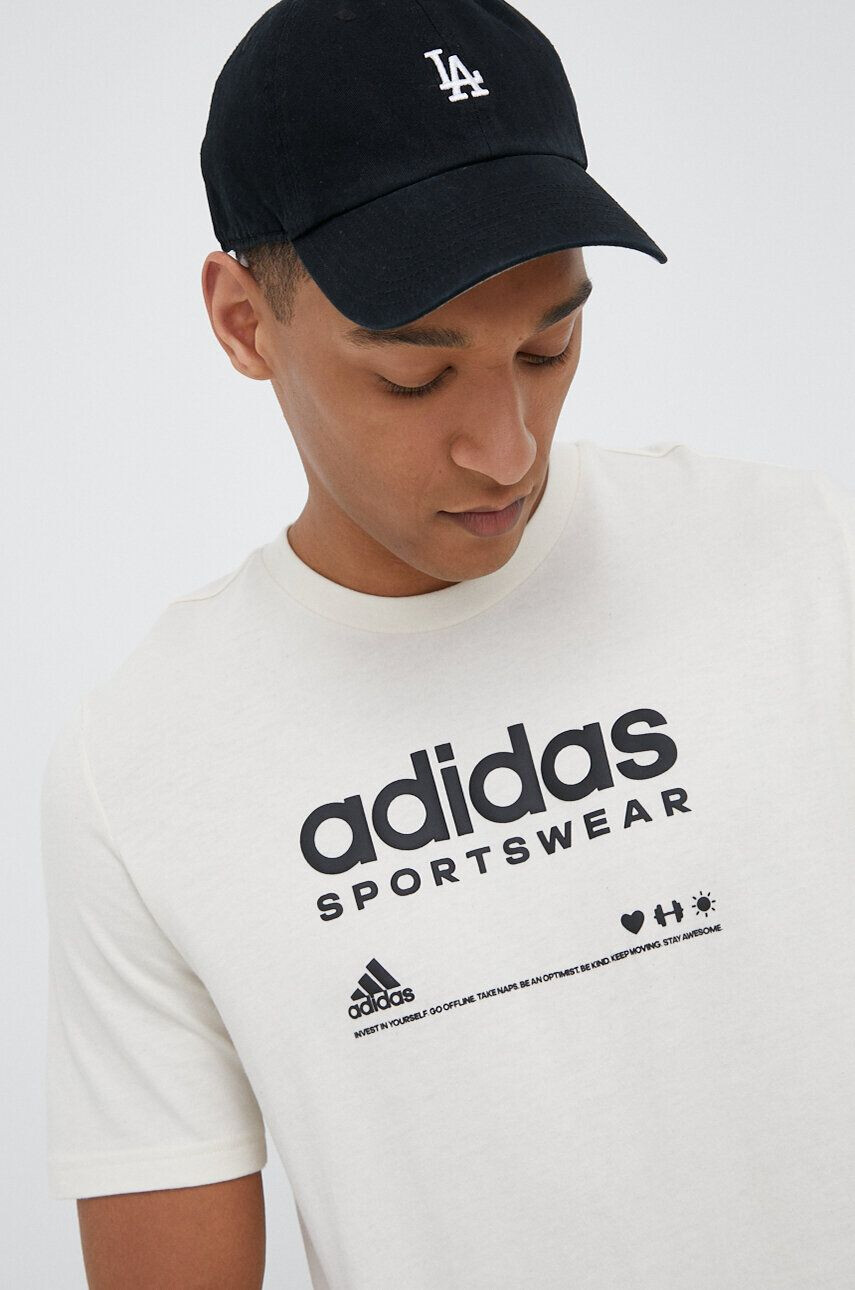 adidas Bavlněné tričko béžová barva - Pepit.cz