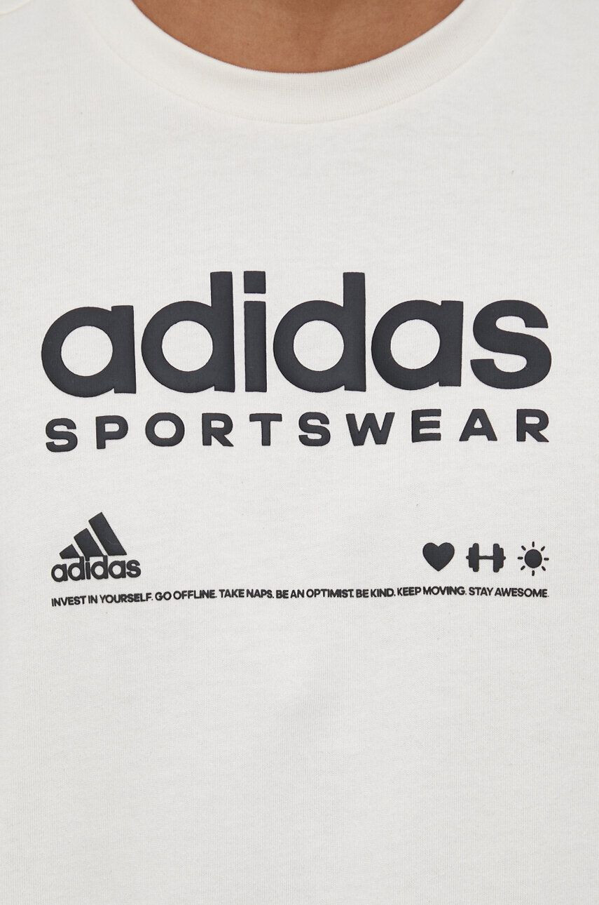 adidas Bavlněné tričko béžová barva - Pepit.cz