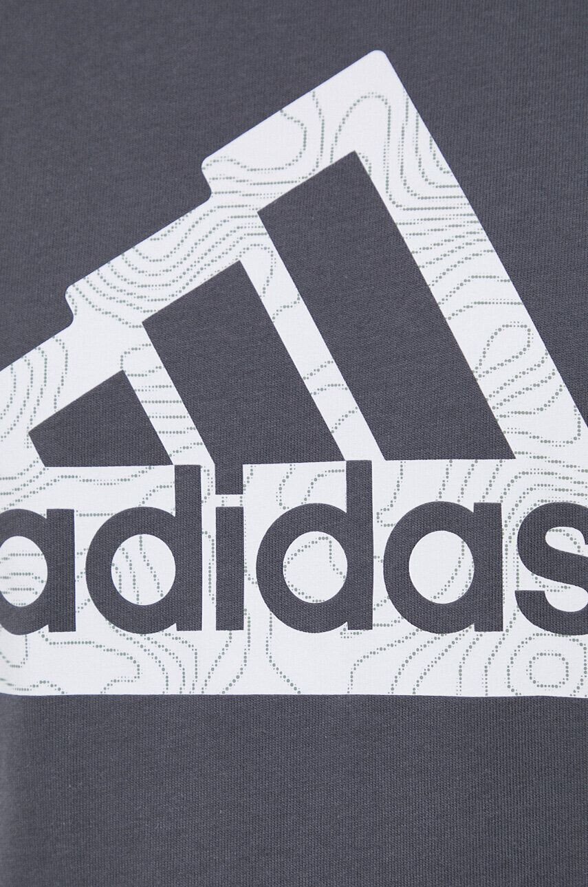 adidas Bavlněné tričko šedá barva s potiskem - Pepit.cz