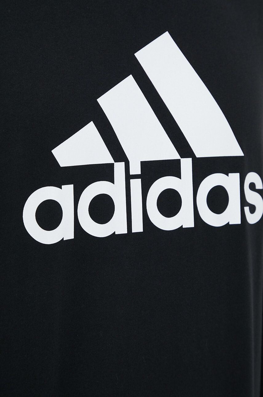 adidas Bavlněné tričko s dlouhým rukávem černá barva s potiskem - Pepit.cz