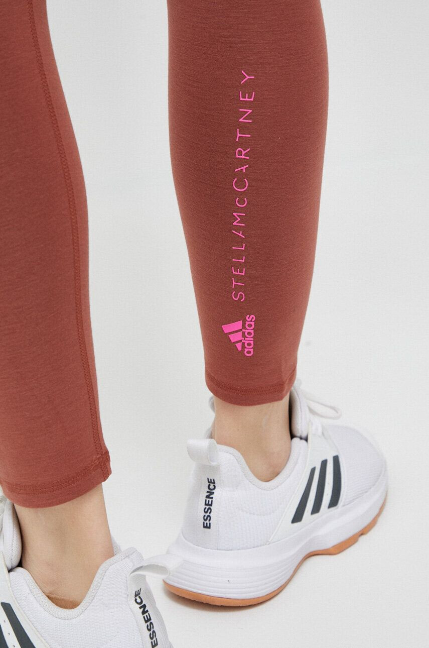 adidas by Stella McCartney Legíny dámské hnědá barva hladké - Pepit.cz