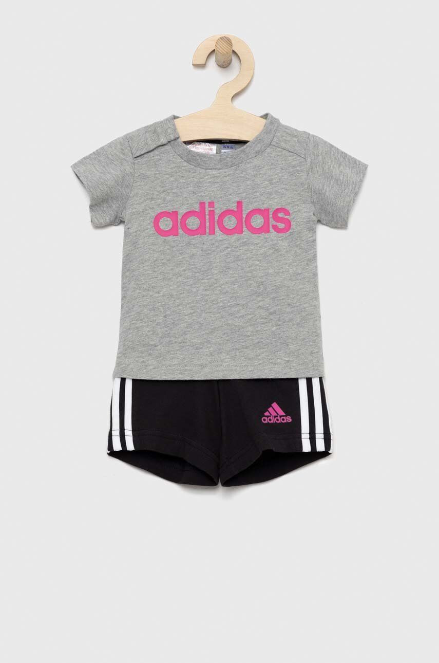 adidas Dětská bavlněná souprava I LIN CO T šedá barva - Pepit.cz