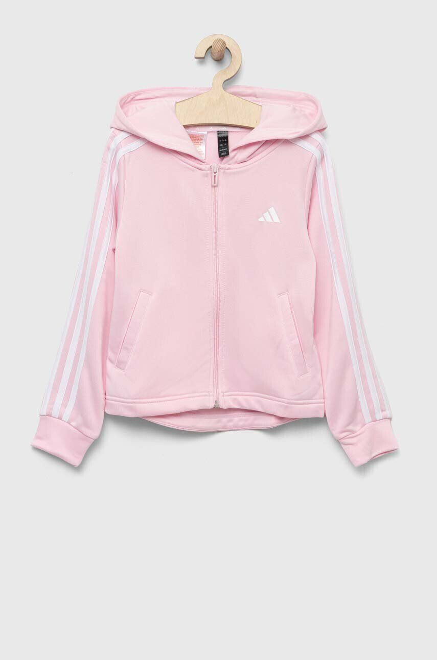 adidas Dětská mikina růžová barva s kapucí s aplikací - Pepit.cz