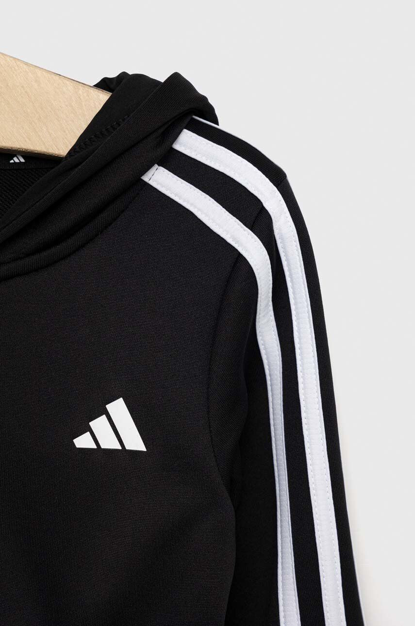 adidas Dětská mikina černá barva s kapucí s aplikací - Pepit.cz