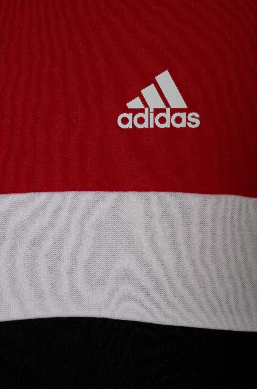 adidas Dětská mikina červená barva s kapucí s aplikací - Pepit.cz