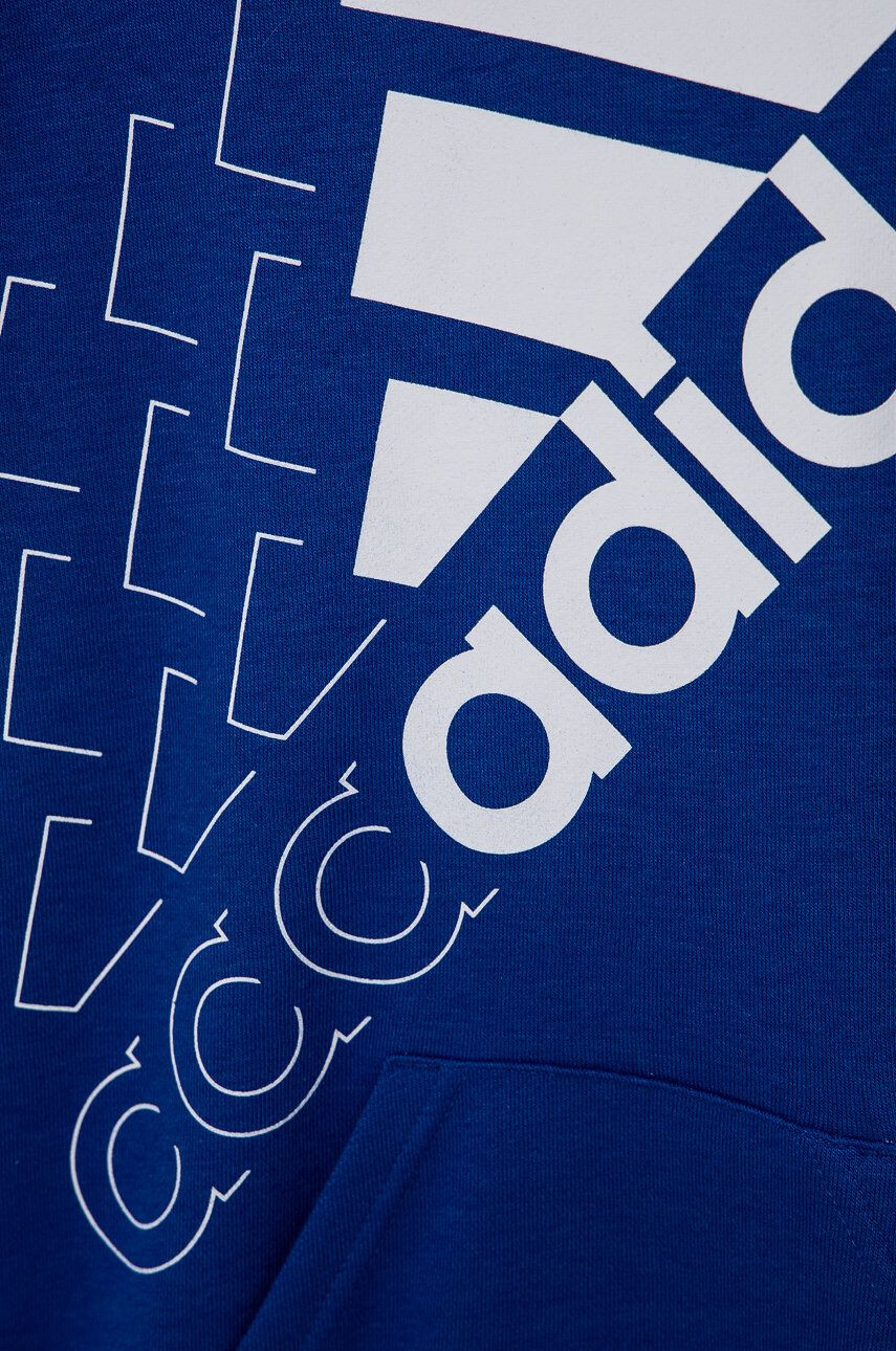 adidas Dětská mikina tyrkysová barva s kapucí vzorovaná - Pepit.cz