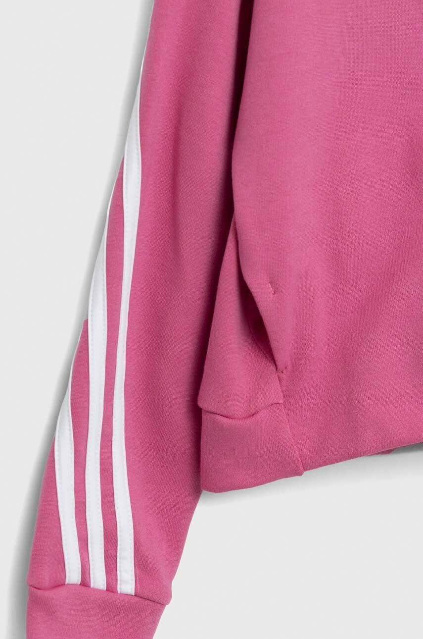 adidas Dětská mikina G FI 3S růžová barva s kapucí vzorovaná - Pepit.cz