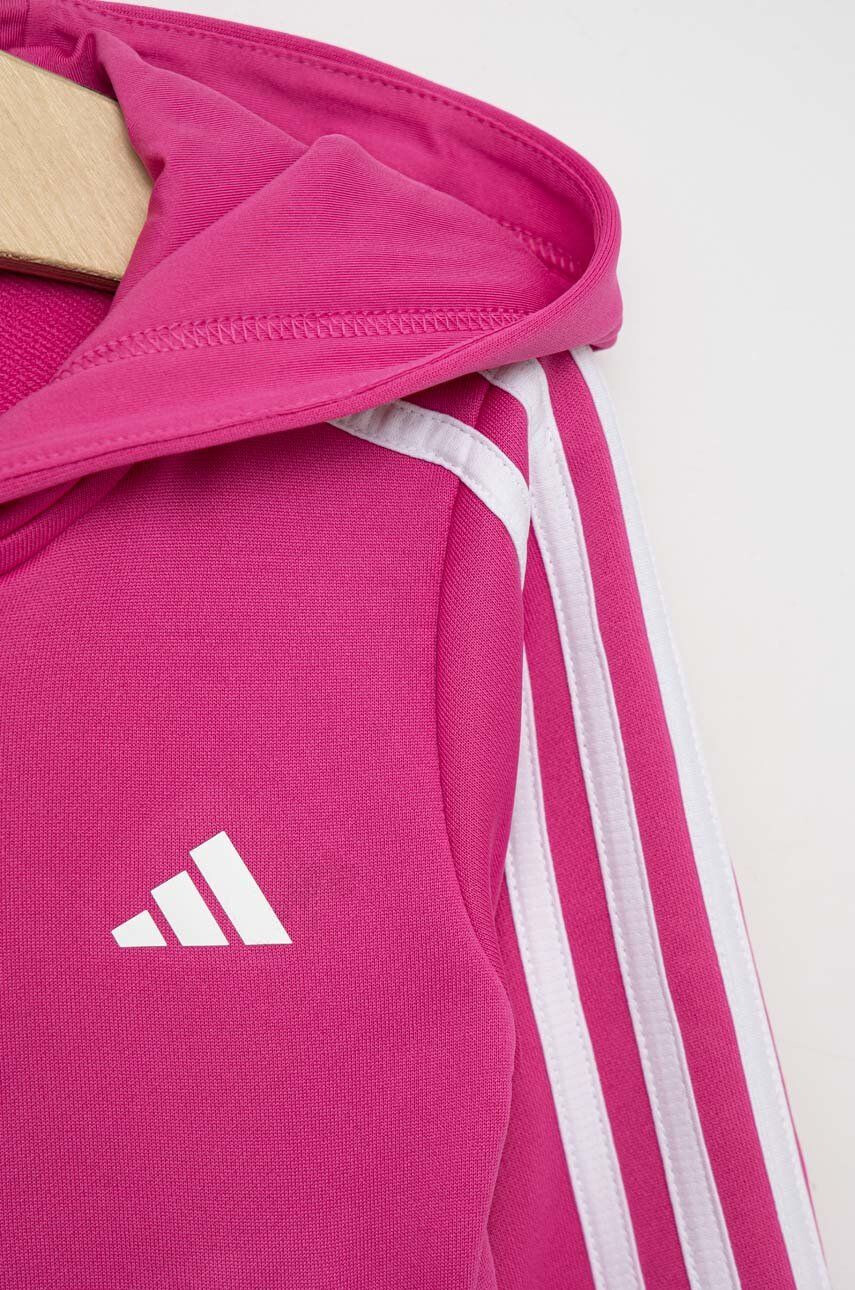 adidas Dětská mikina G TR-ES 3S růžová barva s kapucí hladká - Pepit.cz