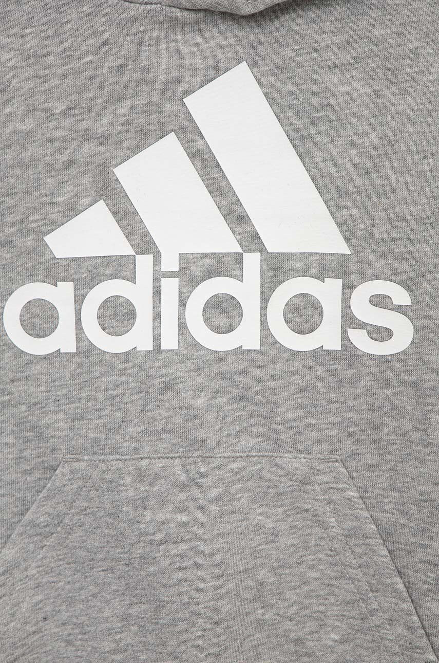 adidas Dětská mikina LK BL FT šedá barva s kapucí s potiskem - Pepit.cz