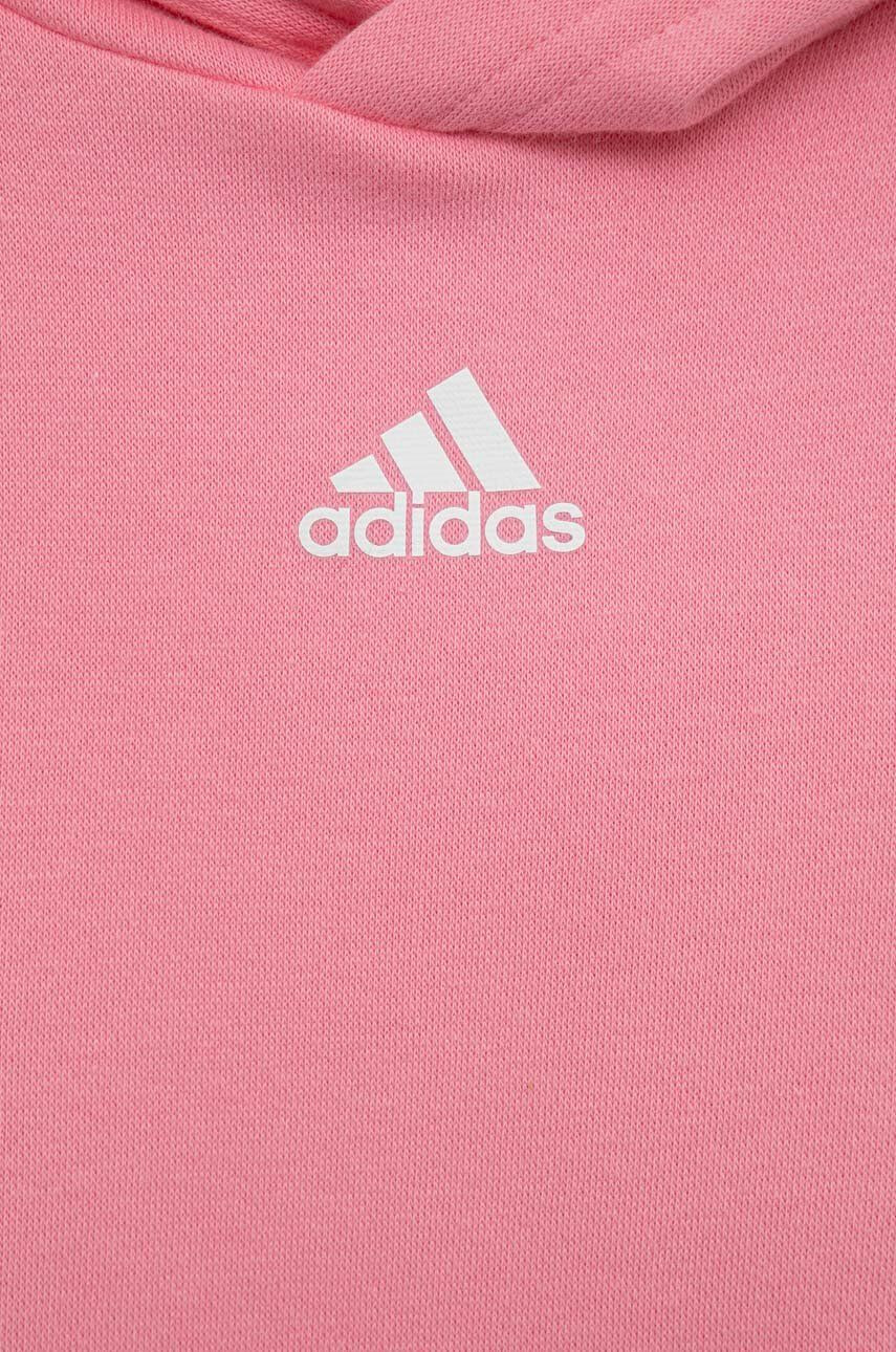 adidas Dětská mikina LK CB FL HD růžová barva s kapucí vzorovaná - Pepit.cz