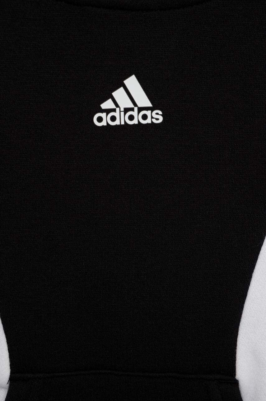 adidas Dětská mikina U 3S CB HOODIE černá barva s kapucí vzorovaná - Pepit.cz