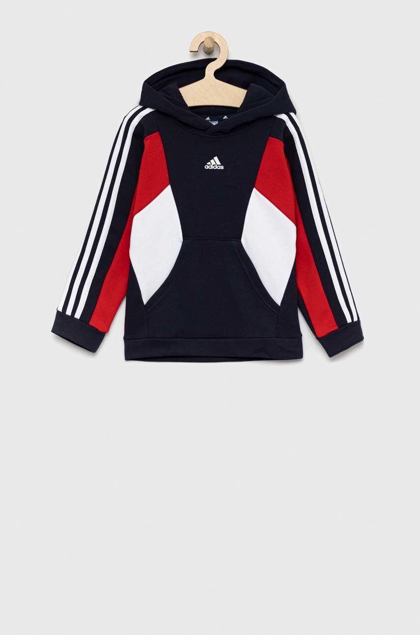 adidas Dětská mikina U 3S CB HOODIE tmavomodrá barva s kapucí vzorovaná - Pepit.cz