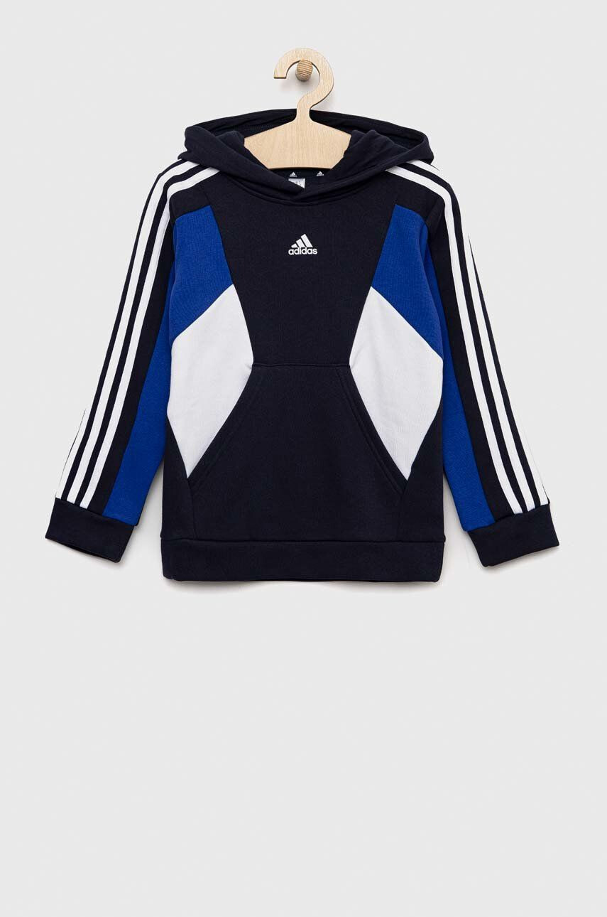 adidas Dětská mikina U 3S CB HOODIE tmavomodrá barva s kapucí vzorovaná - Pepit.cz