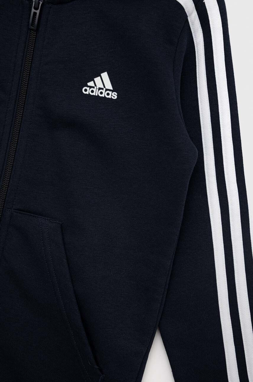 adidas Dětská mikina U 3S FL FZ tmavomodrá barva s kapucí hladká - Pepit.cz