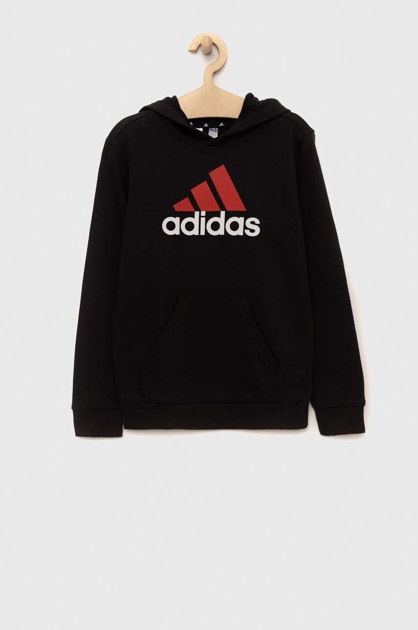 adidas Dětská mikina U BL 2 HOODIE černá barva s kapucí s potiskem - Pepit.cz