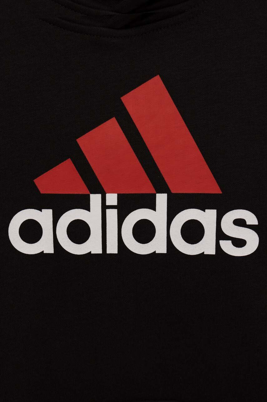 adidas Dětská mikina U BL 2 HOODIE černá barva s kapucí s potiskem - Pepit.cz