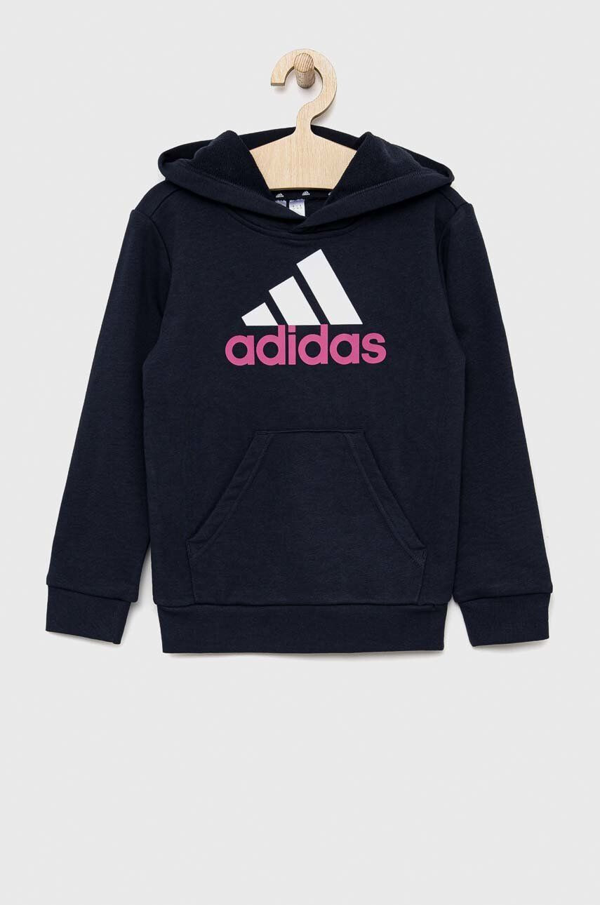 adidas Dětská mikina U BL 2 HOODIE tmavomodrá barva s kapucí s potiskem - Pepit.cz