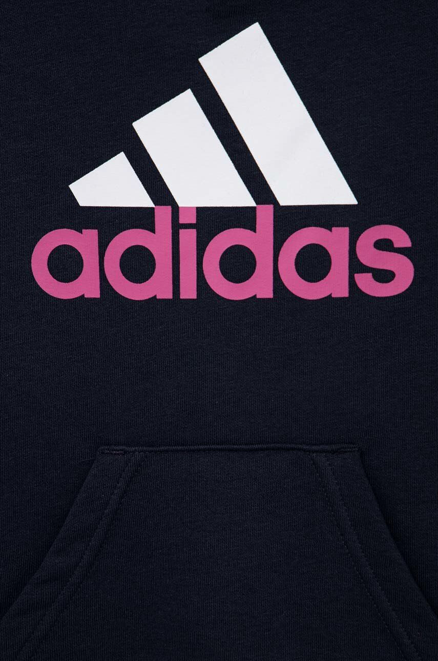 adidas Dětská mikina U BL 2 HOODIE tmavomodrá barva s kapucí s potiskem - Pepit.cz